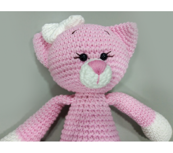 Gatinha vestido rosa crochê - 2