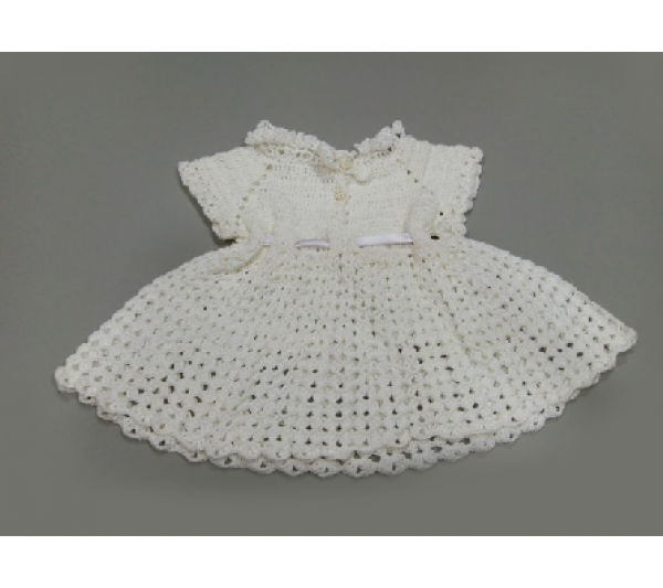 Vestido de bebê de crochê branco - 2