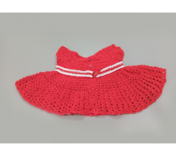 Vestido de bebê de crochê vermelho - 1