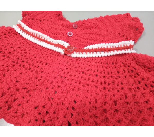 Vestido de bebê de crochê vermelho - 2